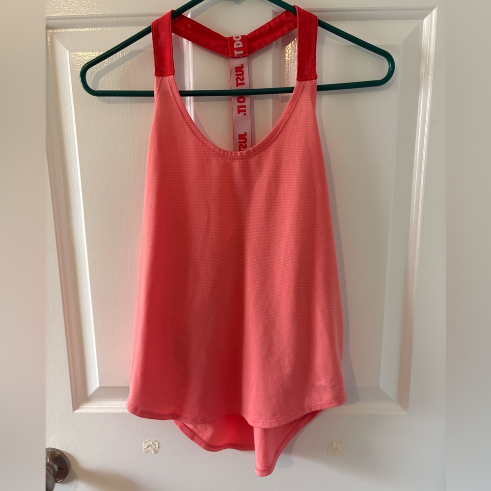 Nike XS coral Dri-FIT Tank Top logo on straps fitness workout yoga running gym